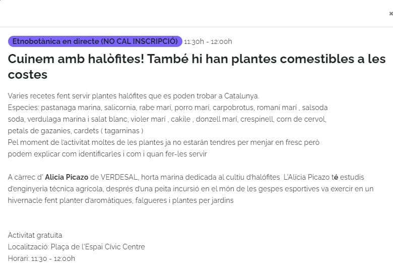Programa de Etnobotànica en directe con la intervención de VERDESAL en la JGPO 2023