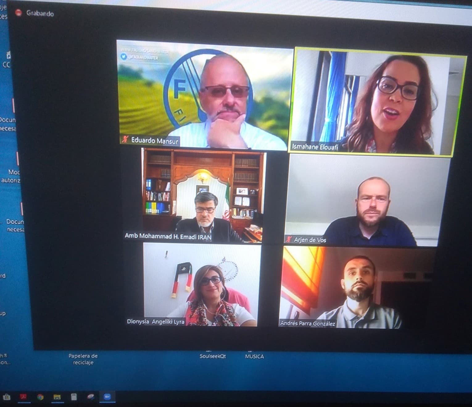 Captura documental de la sesión online sobre agricultura salina organizada por WASAG